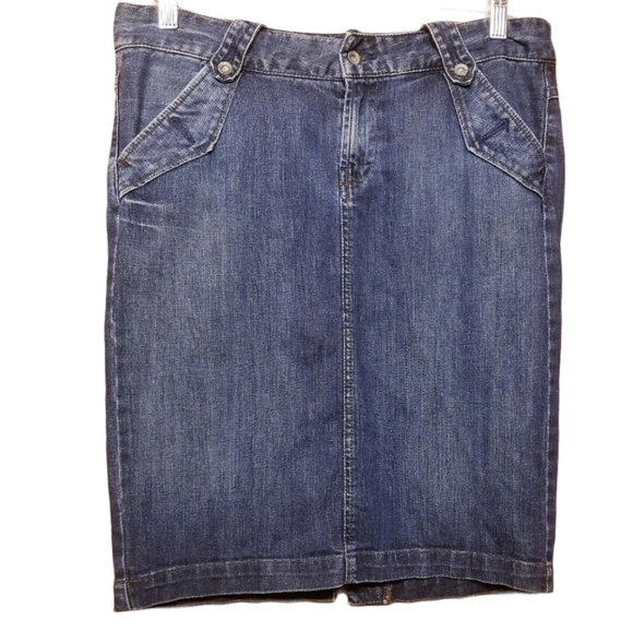 Lucky Brand | Denim Pencil Skirt w/ Back Slit (8) - Picture 1 of 8